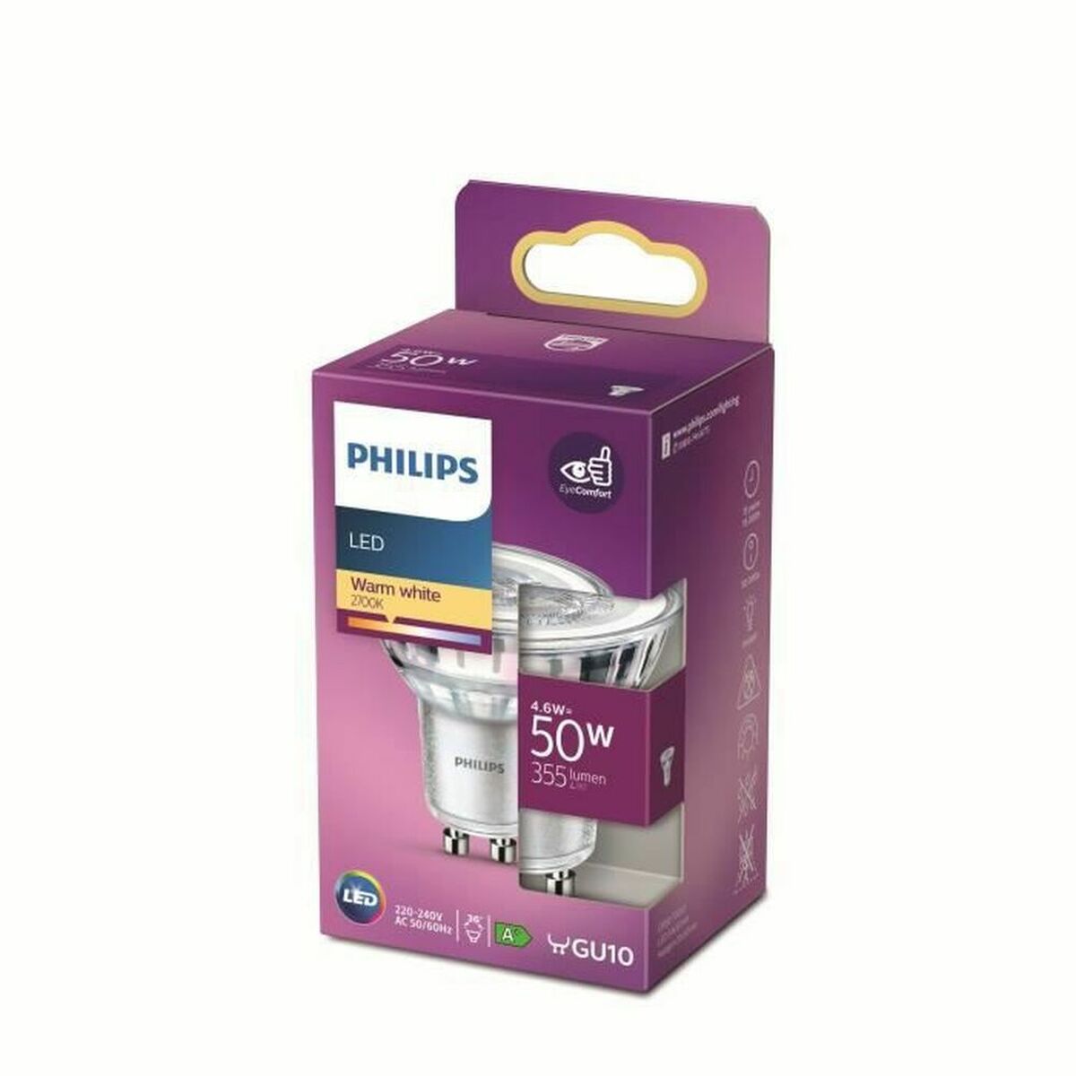 LED-lampa Philips F 4,6 W GU10 390 lm 5 x 5,4 cm (2700 K)