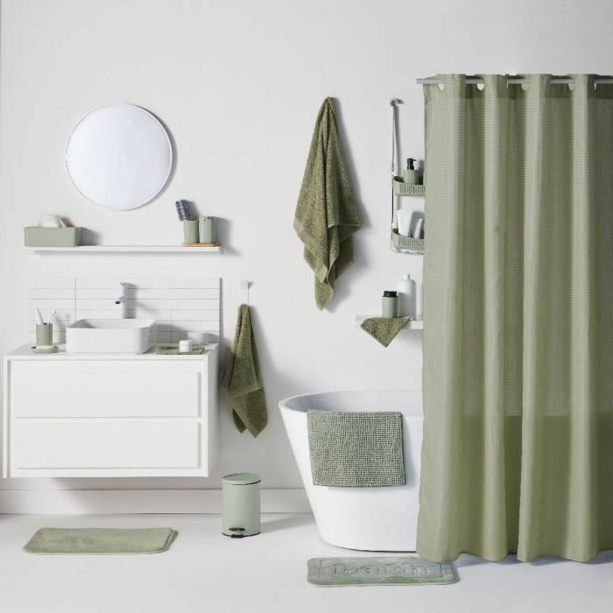 Duschdraperi TODAY Grön Vert Polyester 180 x 200 cm (12 antal) - 3