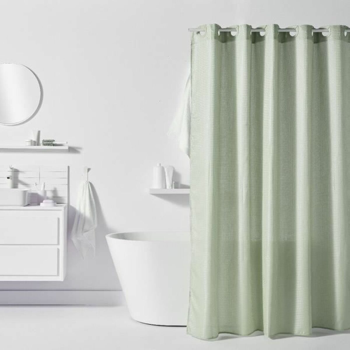 Duschdraperi TODAY Grön Vert Polyester 180 x 200 cm (12 antal)