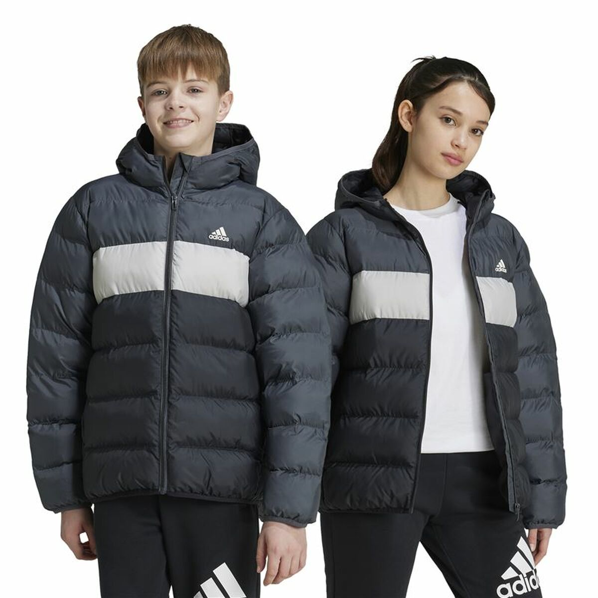 Sportjacka, Barn Adidas Cazadora Synthetic Down Infantil Svart Grå - 2