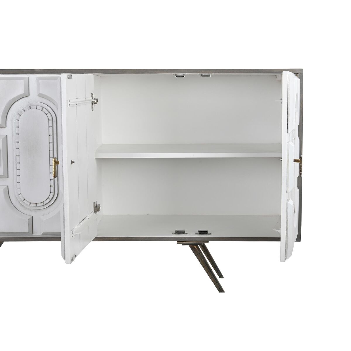 Skänk DKD Home Decor Vit Grå Gyllene Metall Mangoträ 152 x 43 x 84 cm - 6