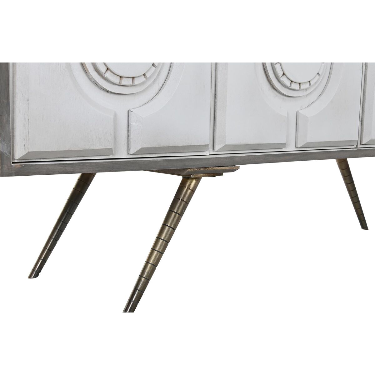 Skänk DKD Home Decor Vit Grå Gyllene Metall Mangoträ 152 x 43 x 84 cm - 12