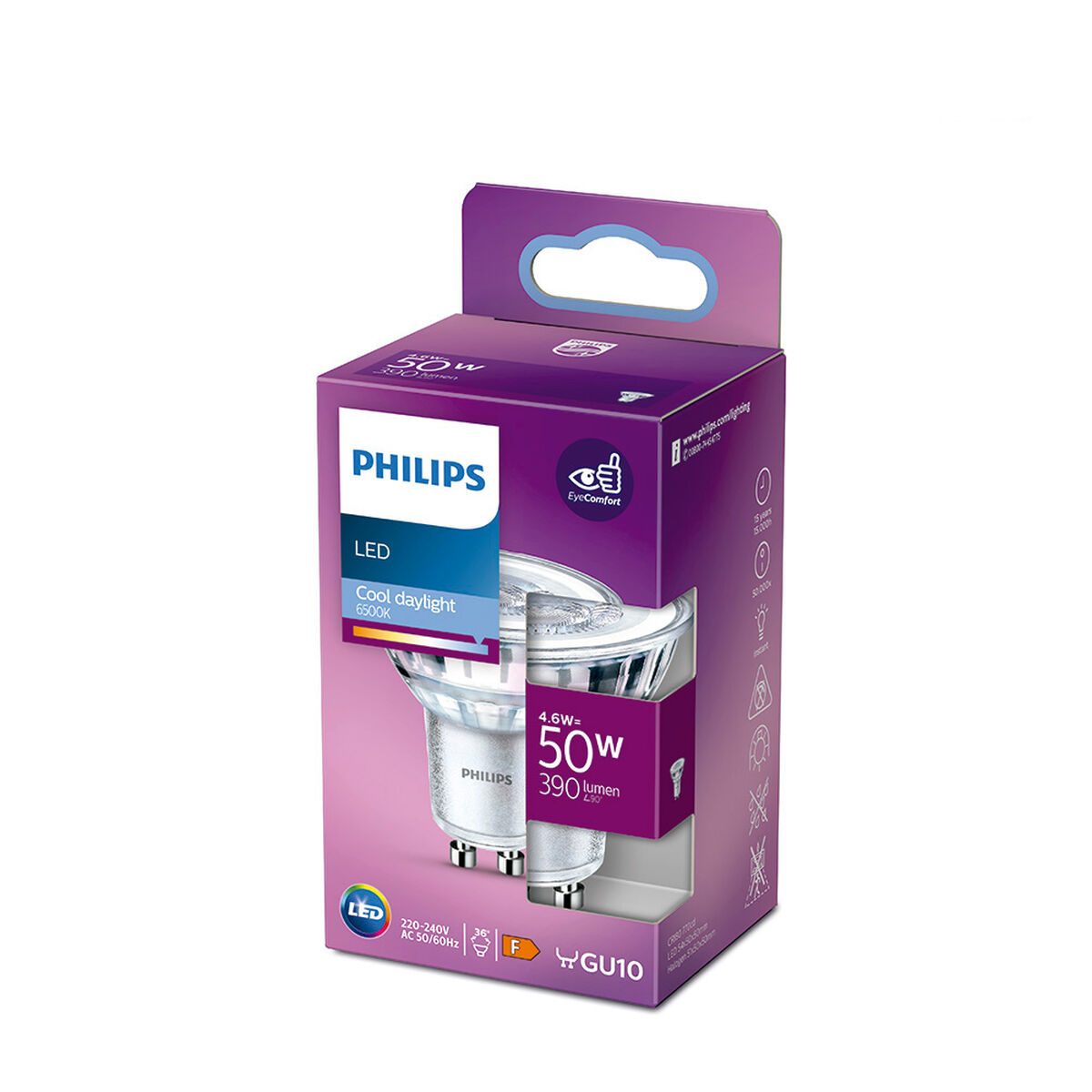 Dikroisk LED-lampa Philips F 4,6 W 50 W GU10 390 lm 5 x 5,4 cm (6500 K) - 6