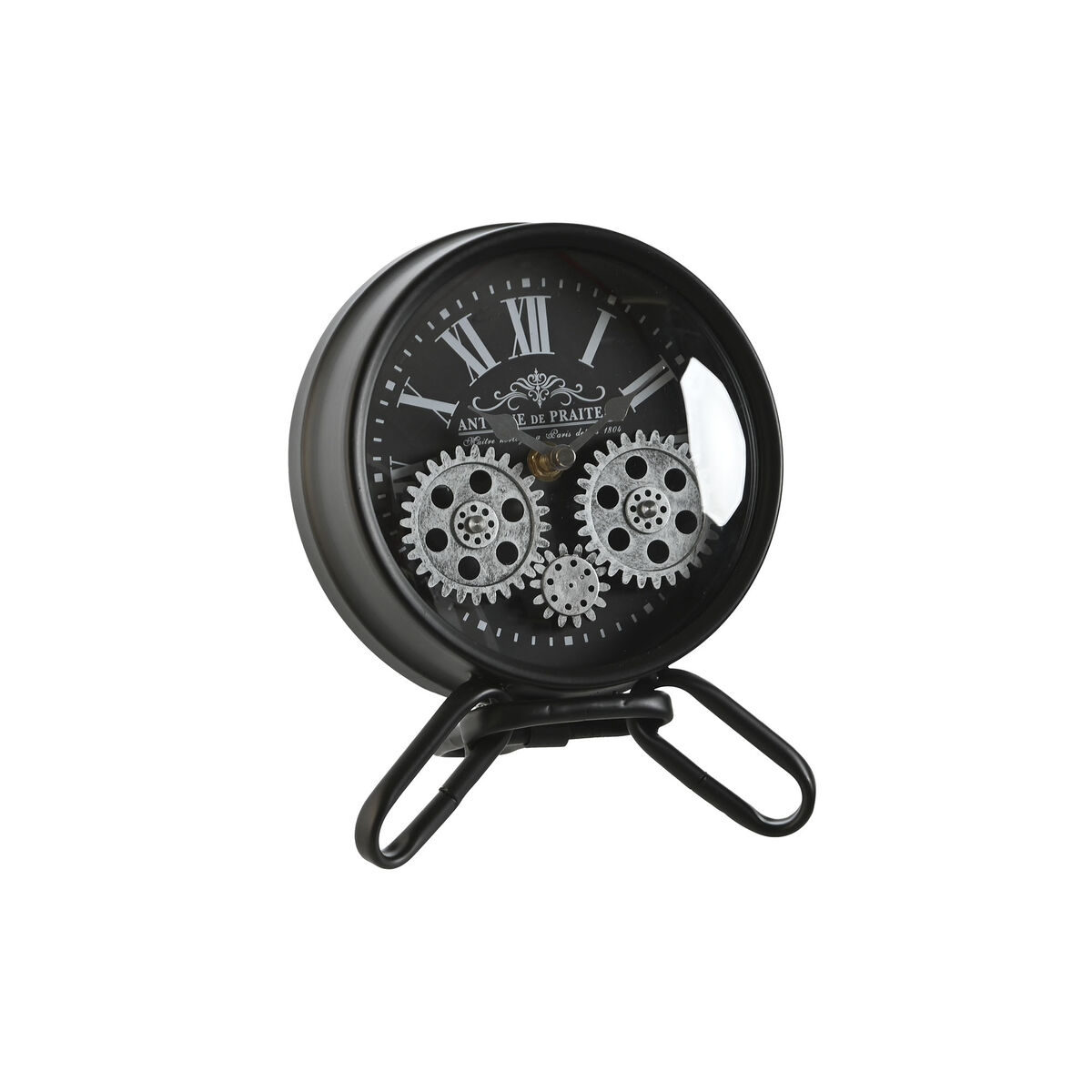 bordsklocka Home ESPRIT Svart Silvrig