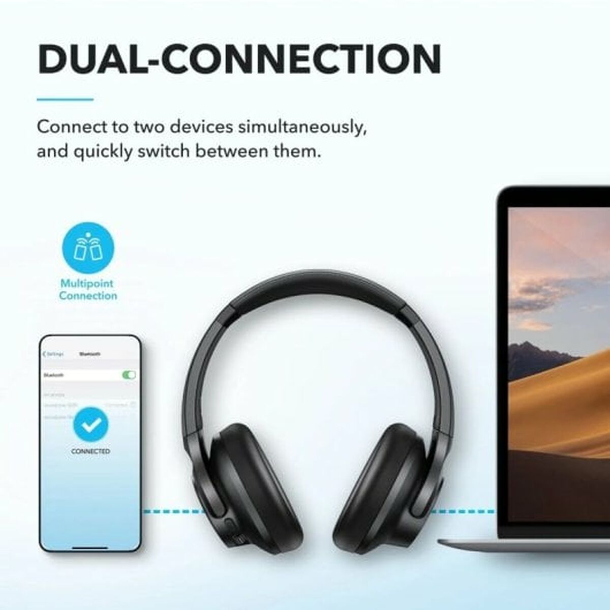 Diademhörlurar Soundcore Blå - 7