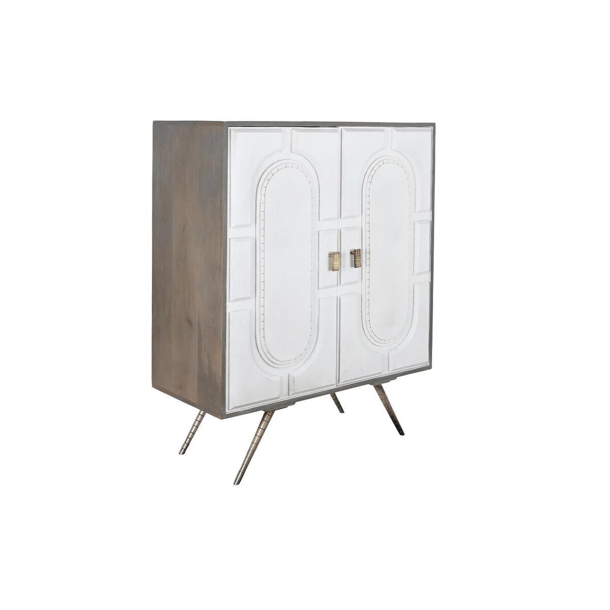 Skänk DKD Home Decor Vit Grå Gyllene Mässing Mangoträ 93 x 41 x 114 cm