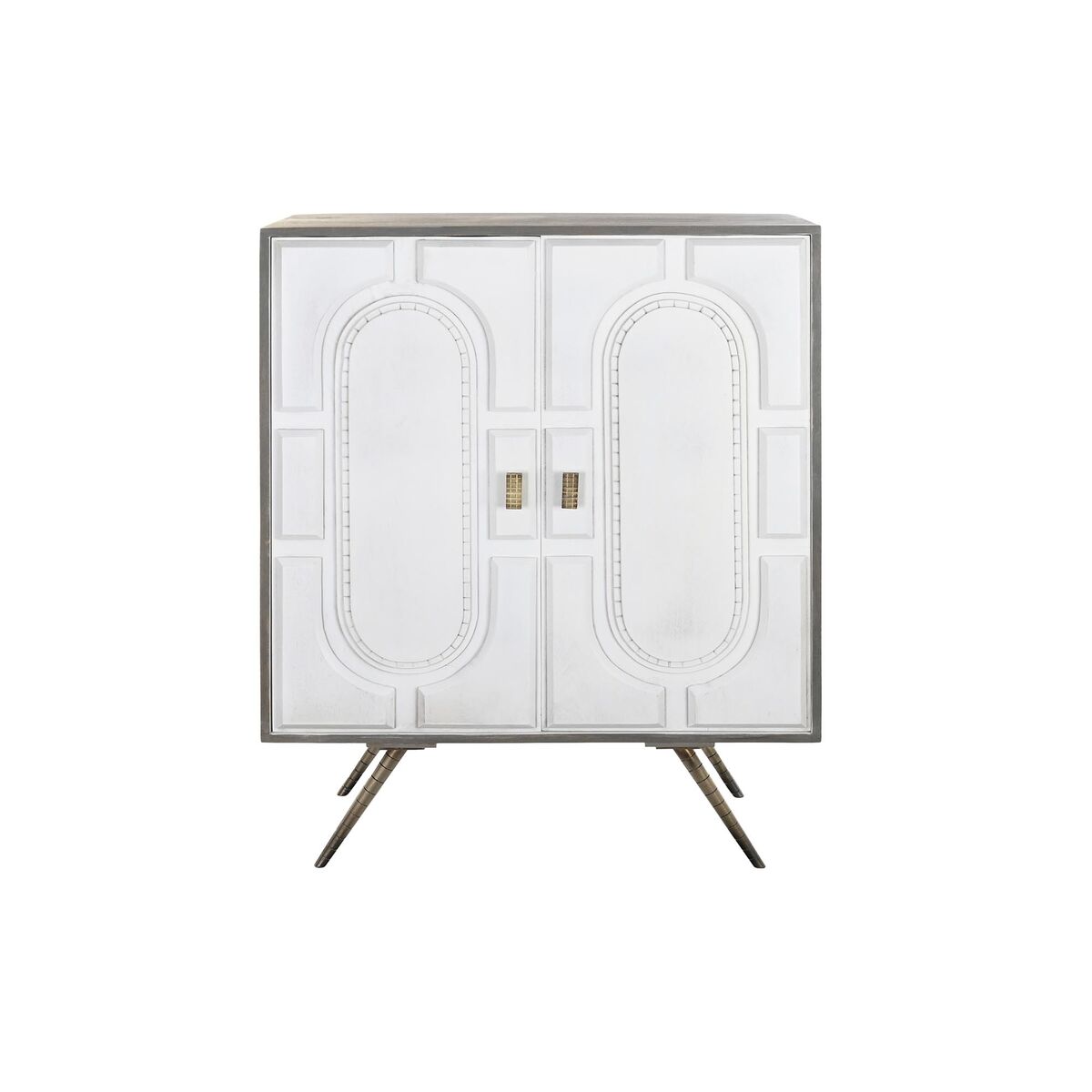 Skänk DKD Home Decor Vit Grå Gyllene Mässing Mangoträ 93 x 41 x 114 cm - 2