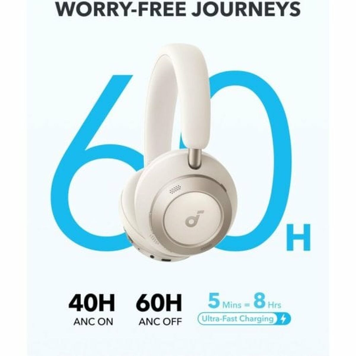 Diademhörlurar Soundcore Kräm - 4