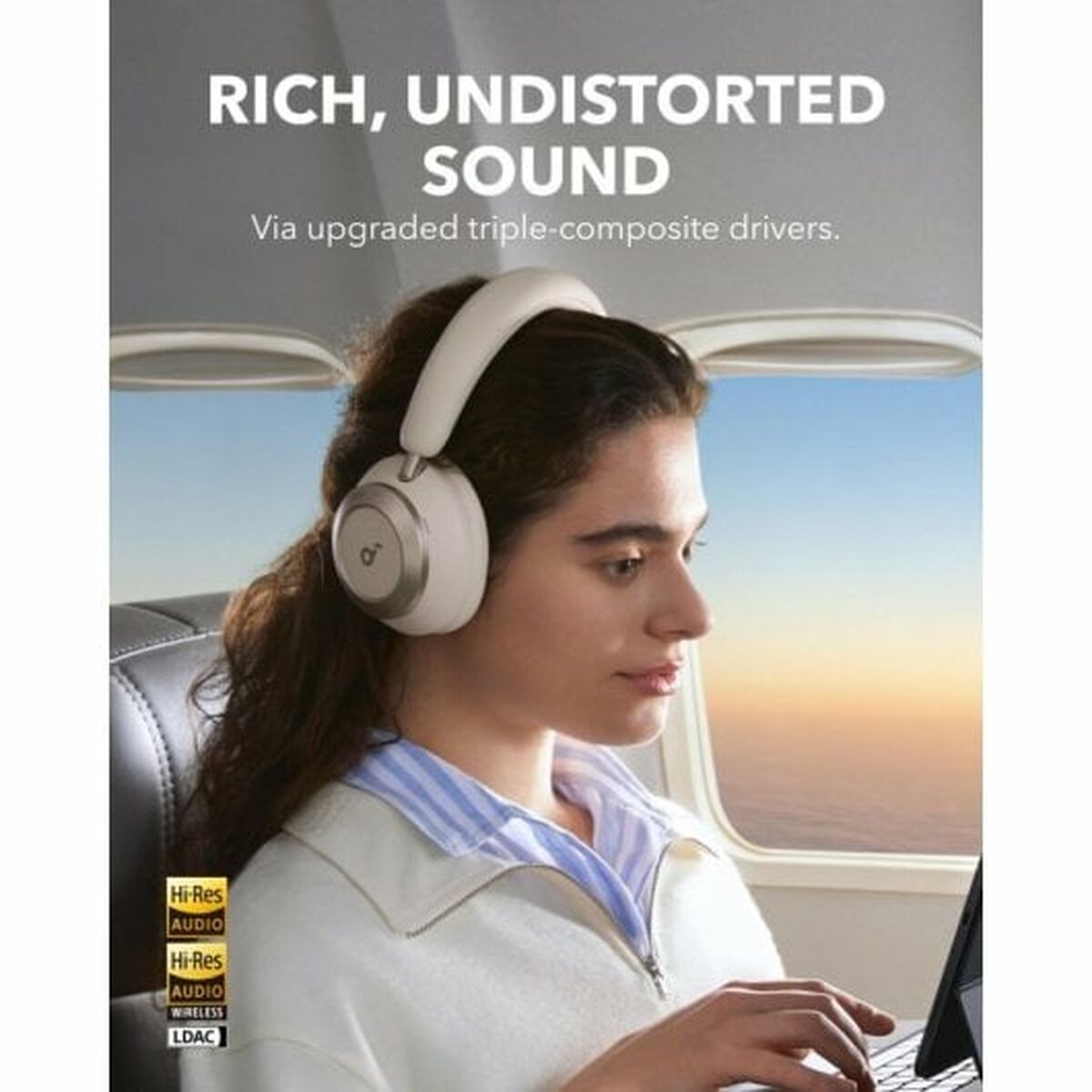 Diademhörlurar Soundcore Kräm - 5