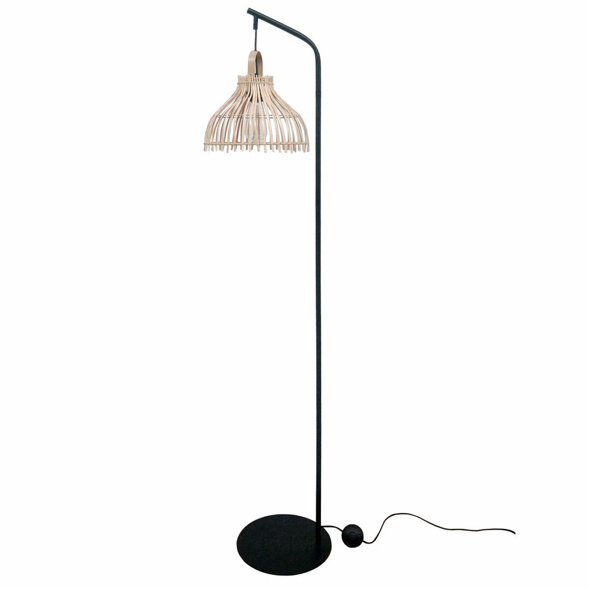 Golvlampa DKD Home Decor Svart Metall Brun Rattan (40 x 40 x 160 cm) - 2