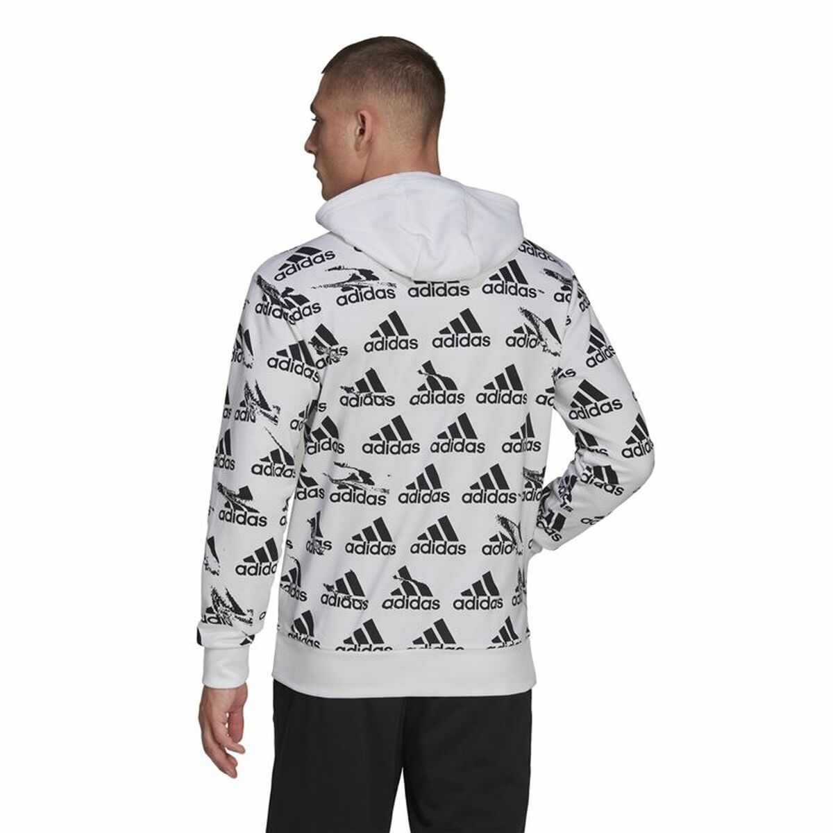 Tröja med huva Herr Adidas Essentials Brandlove Vit - 3