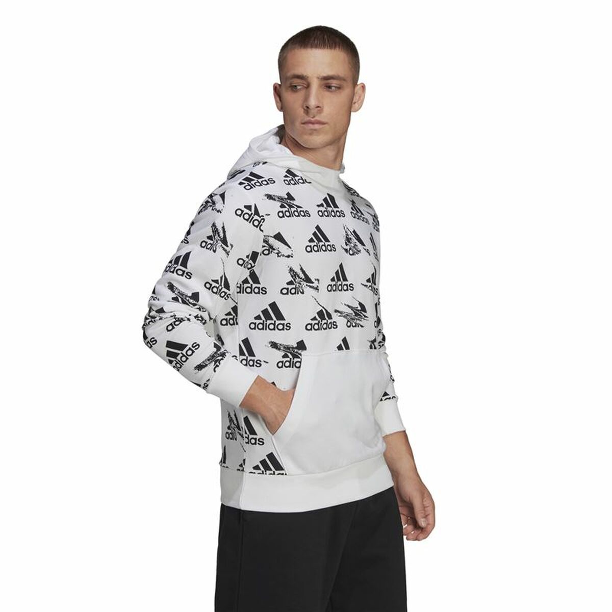 Tröja med huva Herr Adidas Essentials Brandlove Vit - 5