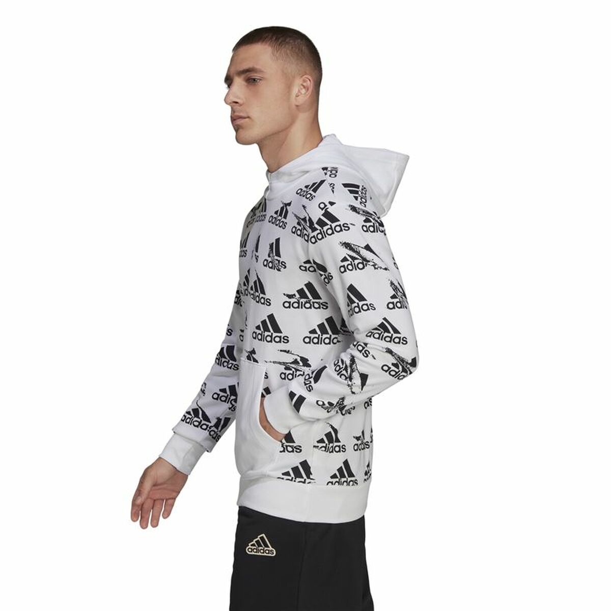 Tröja med huva Herr Adidas Essentials Brandlove Vit - 4