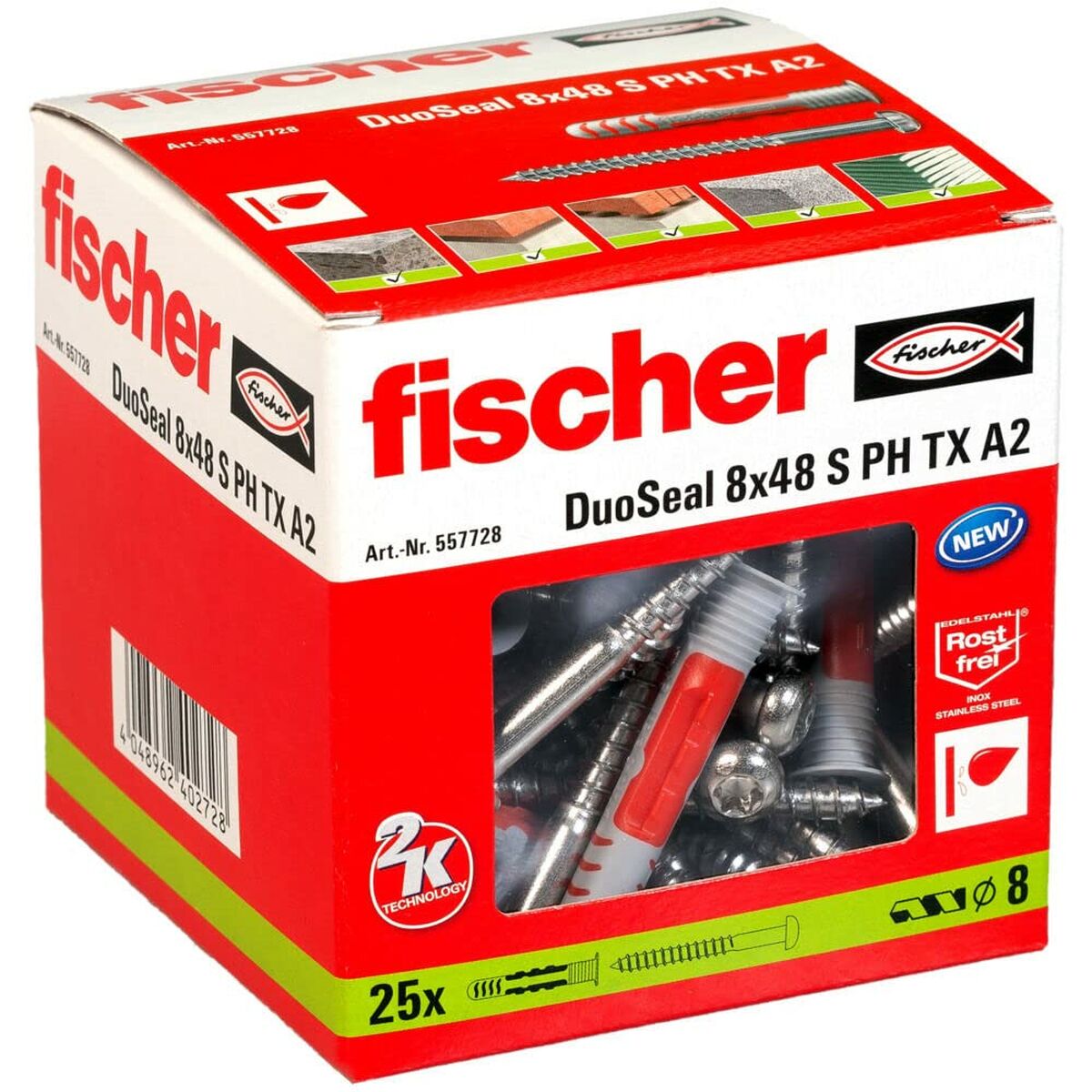 Pluggar och skruv Fischer DuoSeal 557728 S A2 Regnkläder Ø 8 x 48 mm - 2