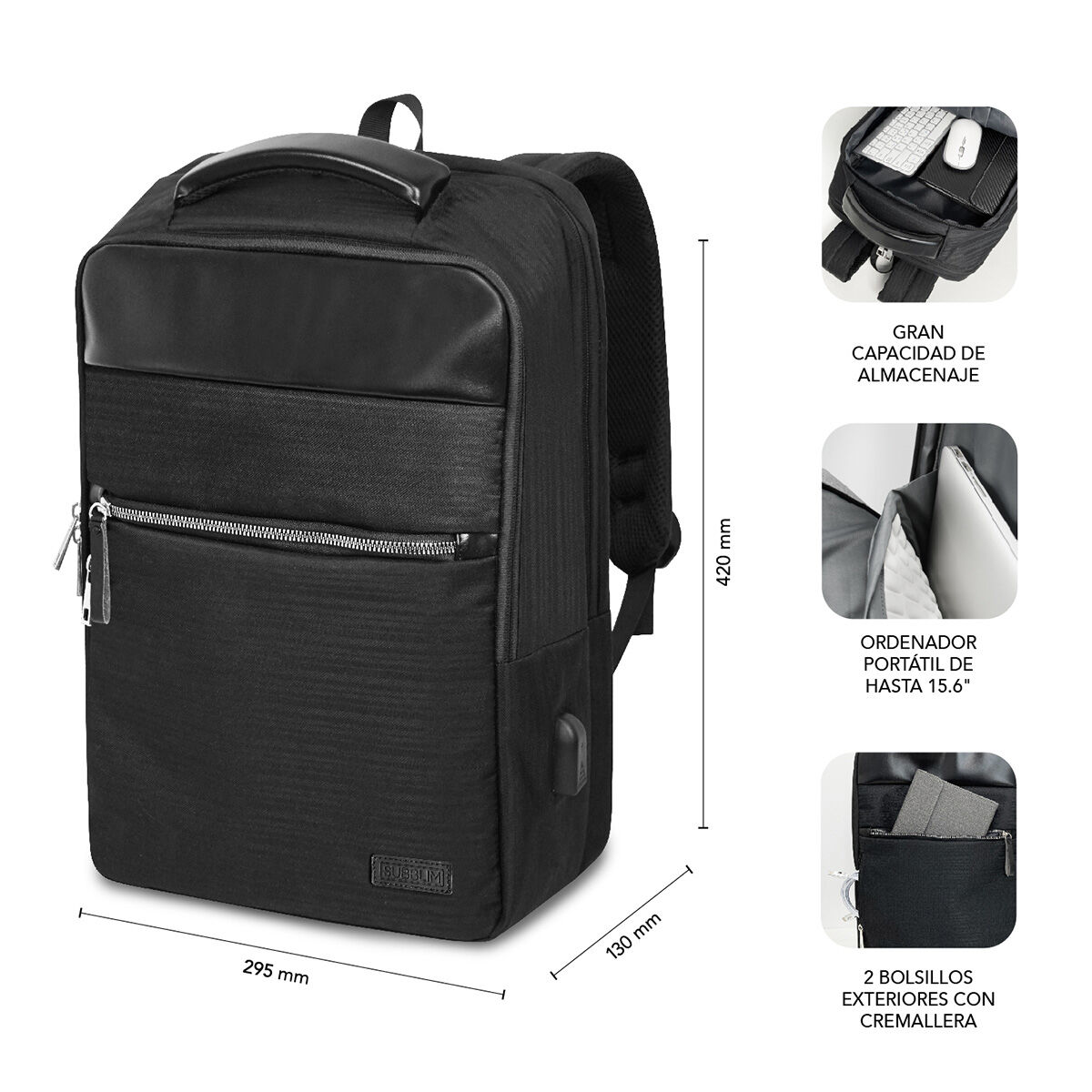 Laptopryggsäck Subblim SUBBP-2BL1015 Svart - 4