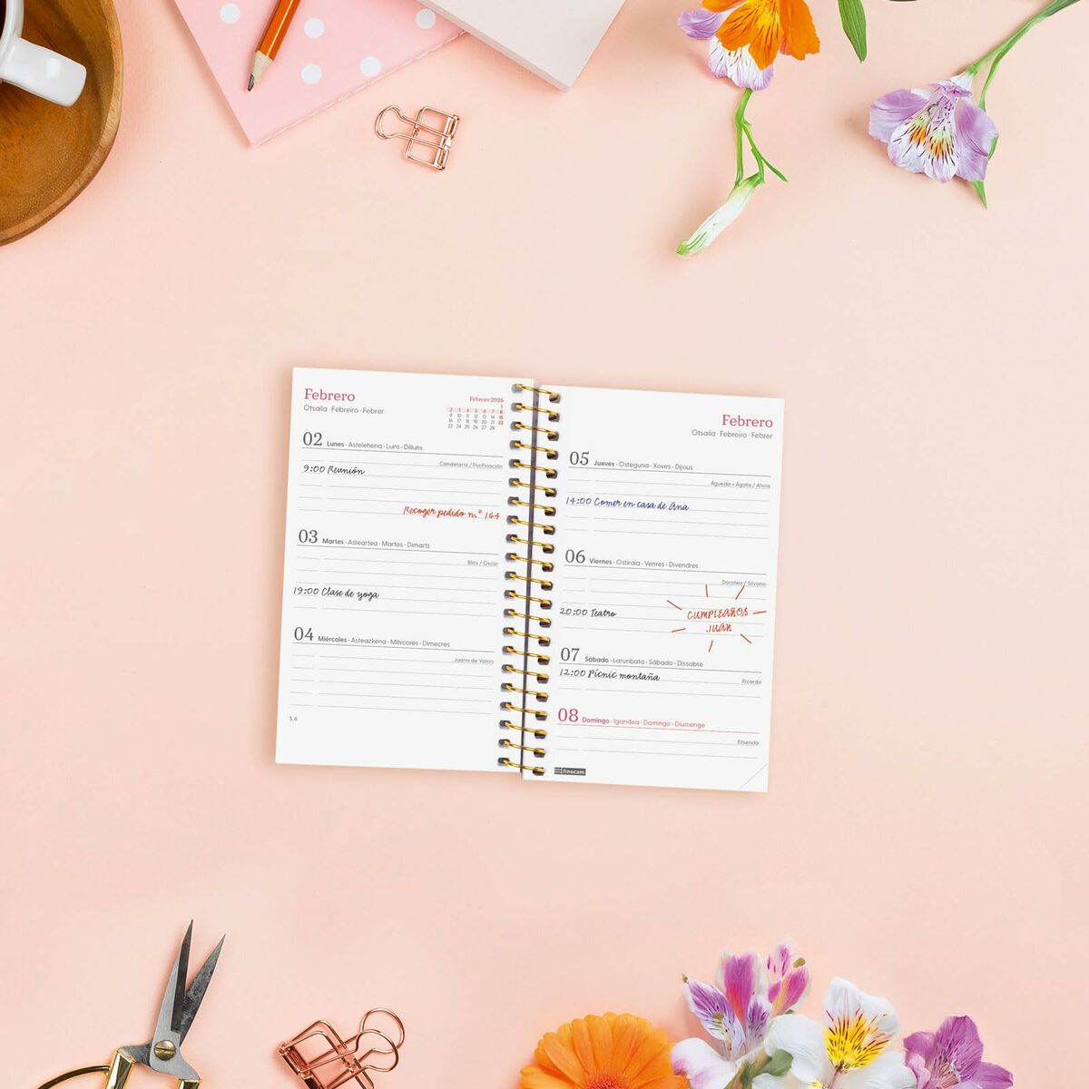 Dagbok Finocam DESIGN COLLECTION Flora Mini 7,9 x 12,7 cm 2026 - 3
