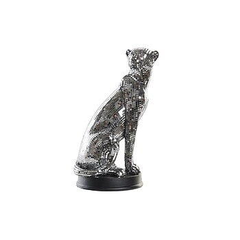 Prydnadsfigur DKD Home Decor Silvrig Leopard Harts (19,5 x 16 x 31,5 cm)