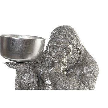 Prydnadsfigur DKD Home Decor Silvrig Harts Gorilla (32 x 26,5 x 36 cm)