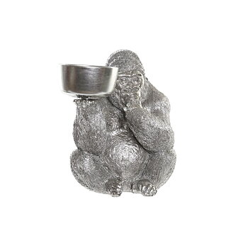 Prydnadsfigur DKD Home Decor Silvrig Harts Gorilla (32 x 26,5 x 36 cm)