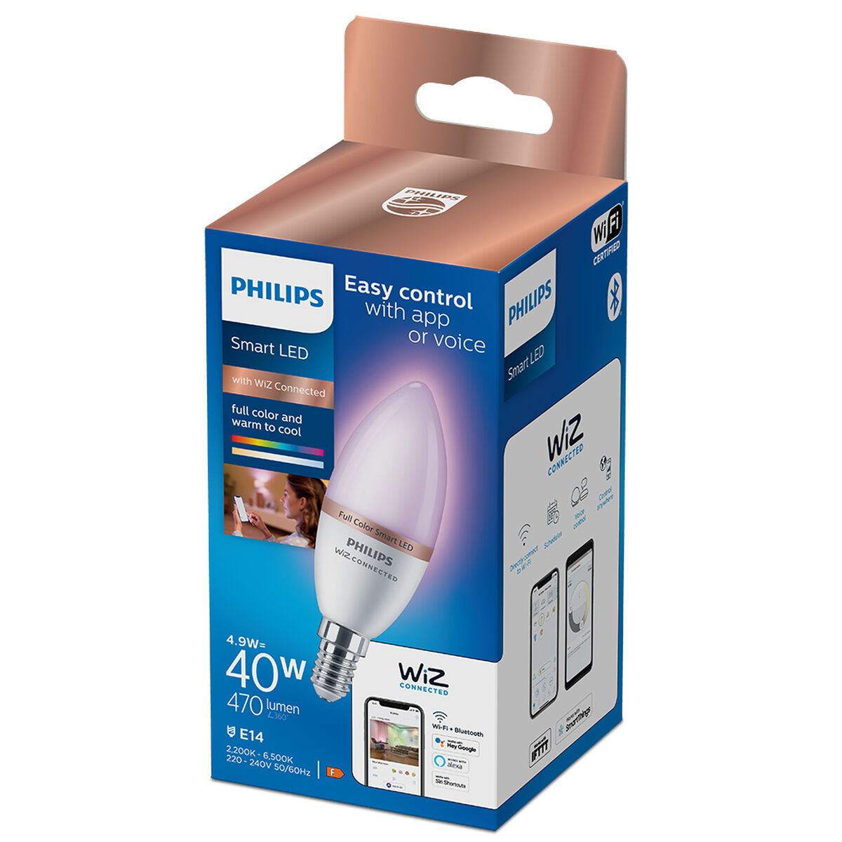 LED-lampa Philips Wiz Full Colors F 40 W 4,9 W E14 470 lm (2200-6500 K) - 6