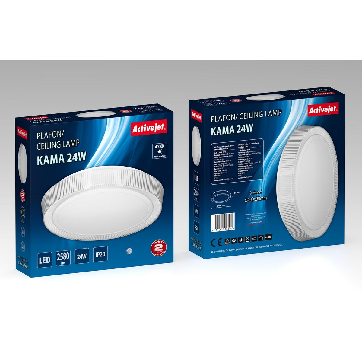 Taklampa Activejet AJE-KAMA 24W Vit 80 24 W (4000 K) - 5