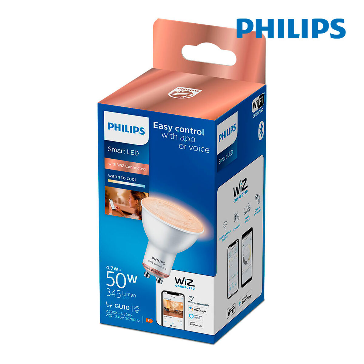 Dikroisk LED-lampa Philips Wiz Vit F 4,7 W GU10 345 Lm (2700 K) (2700-6500 K) - 7