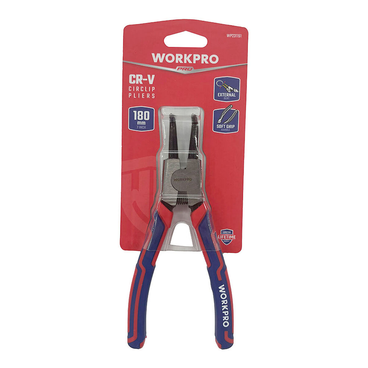 Låsringstång Workpro Extern 18 cm Böjd