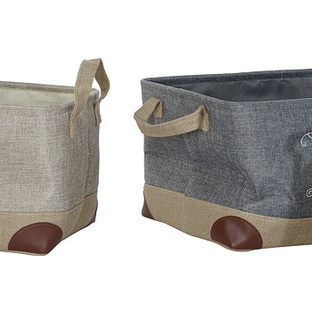 Multifunktionell korg DKD Home Decor Beige Grå Ljusbrun 40 x 30 x 24 cm Trä 3 Delar (3 antal)