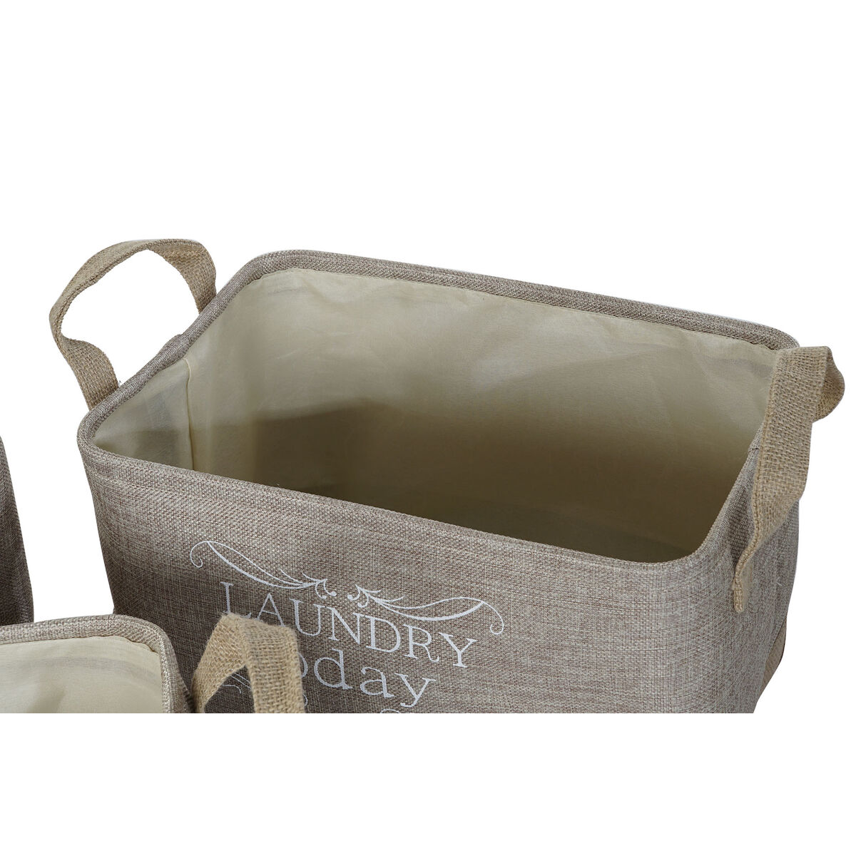 Multifunktionell korg DKD Home Decor Beige Grå Ljusbrun 40 x 30 x 24 cm Trä 3 Delar (3 antal) - 8