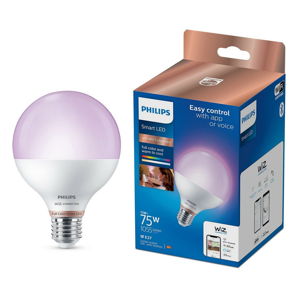 LED-lampa Philips Wiz G95 Smart Full Colors F 11 W E27 1055 lm (2200K) (6500 K) - 2