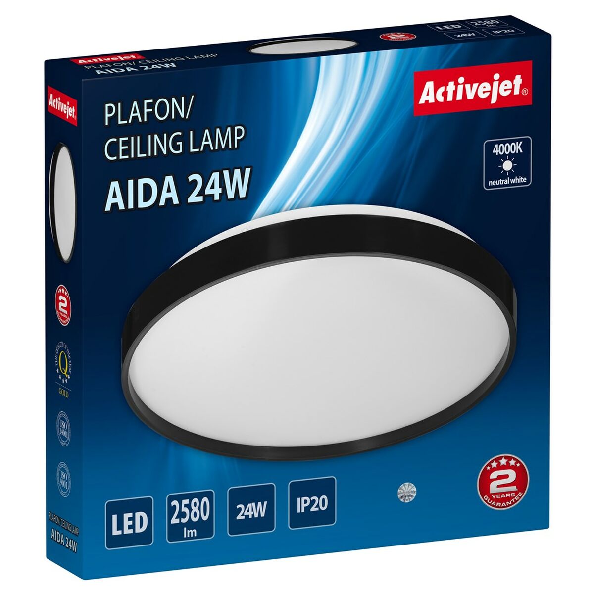 Taklampa Activejet AJE-AIDA 24W Vit Svart 80 24 W (4000 K) - 4