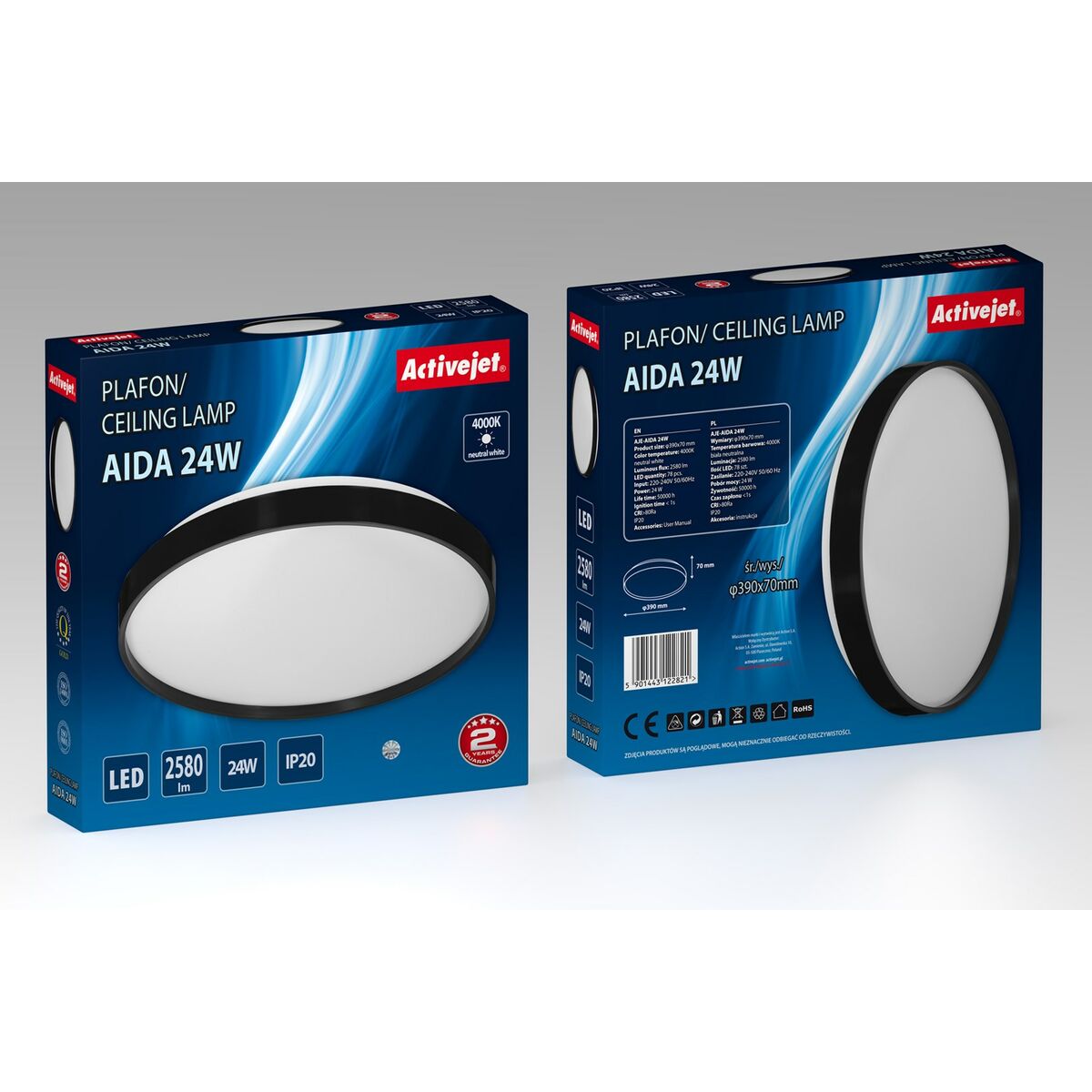 Taklampa Activejet AJE-AIDA 24W Vit Svart 80 24 W (4000 K) - 5