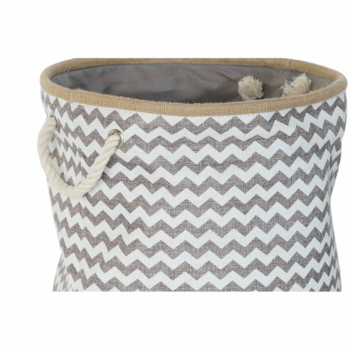 Dekorativ korg DKD Home Decor Vit Grå Jute - 4