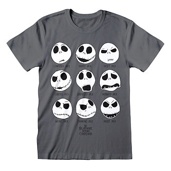 T-shirt med kortärm Unisex The Nightmare Before Christmas Many Faces Mörkgrå