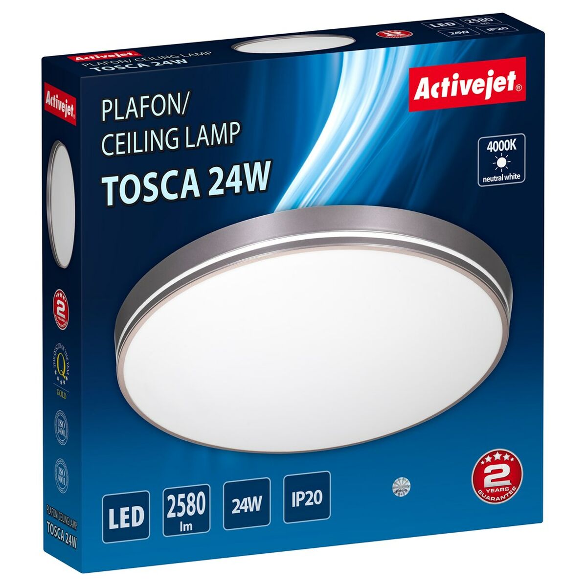 Taklampa Activejet AJE-TOSCA 24W Grå 80 24 W (4000 K) - 4