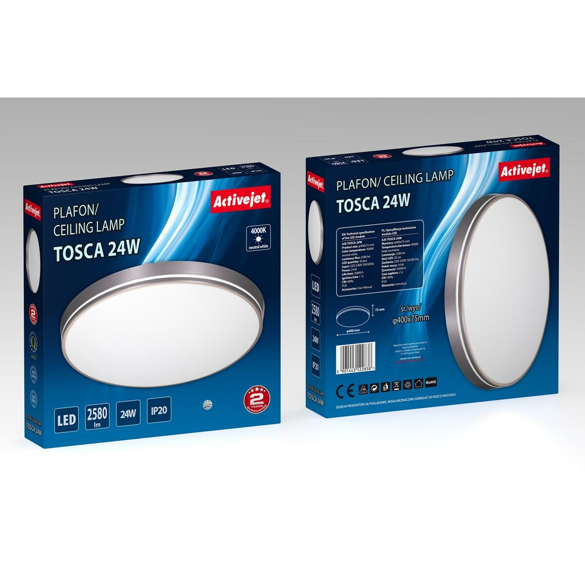 Taklampa Activejet AJE-TOSCA 24W Grå 80 24 W (4000 K) - 5
