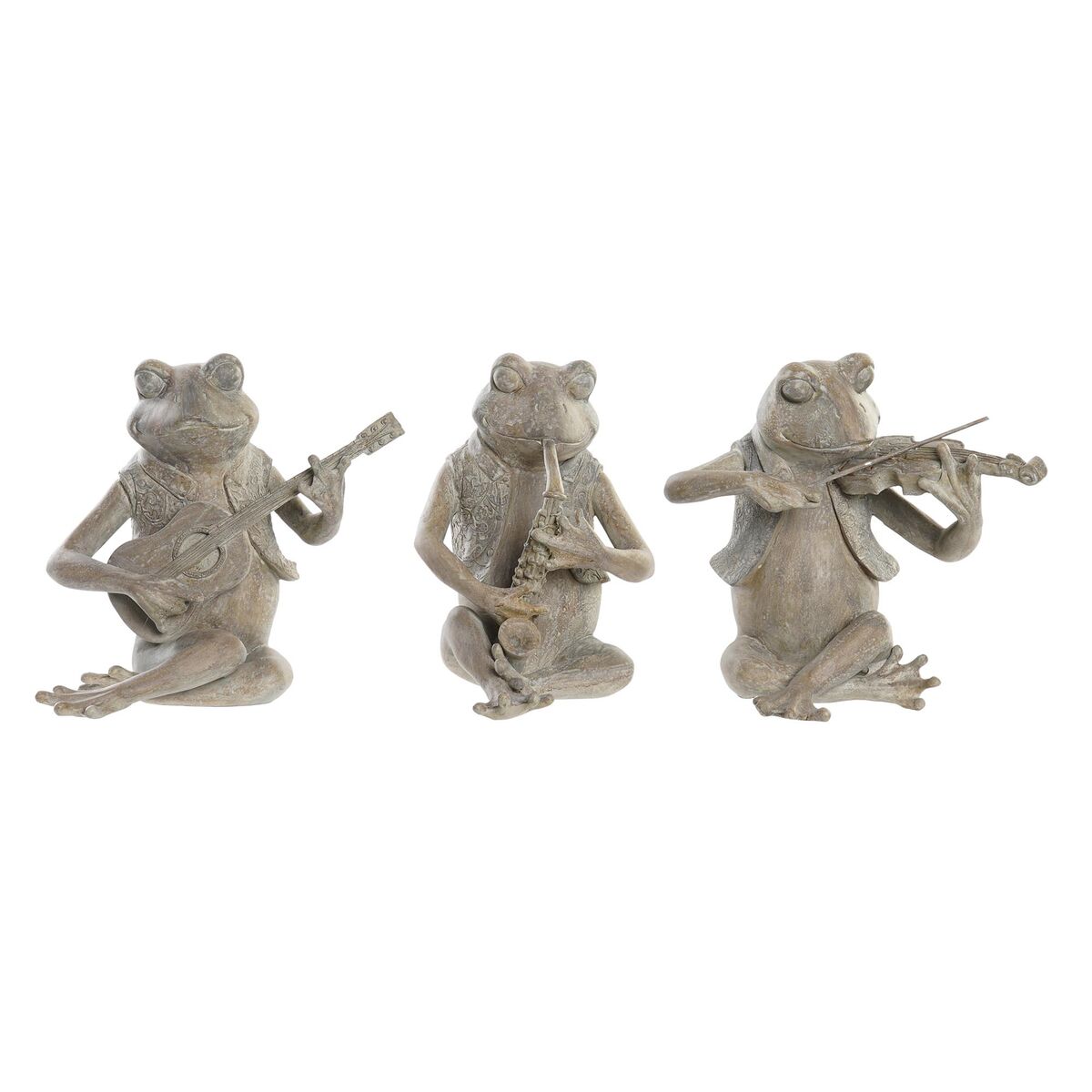 Prydnadsfigur DKD Home Decor Musiker 23 x 19,5 x 22,5 cm Brun Groda (3 antal) - 7