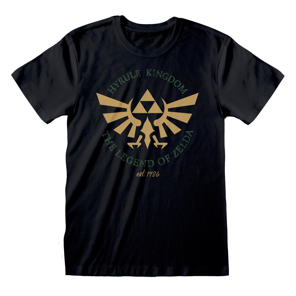 T-shirt med kortärm Unisex The Legend of Zelda Hyrule Kingdom Crest Svart