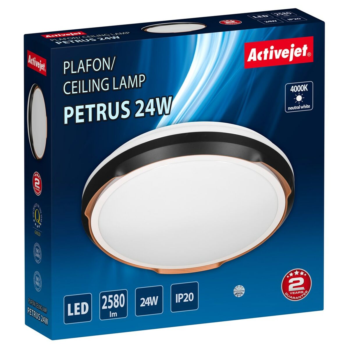Taklampa Activejet AJE-PETRUS 24W Vit Svart Koppar 80 24 W (4000 K) - 5