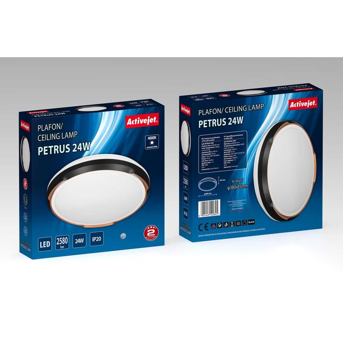 Taklampa Activejet AJE-PETRUS 24W Vit Svart Koppar 80 24 W (4000 K) - 6