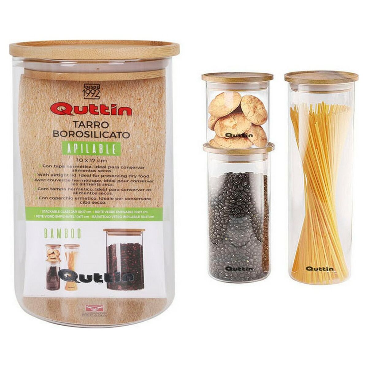 Burk Quttin Bambu Borosilikatglas Stapelbara 10 x 17 cm (10 x 17 cm) - 7