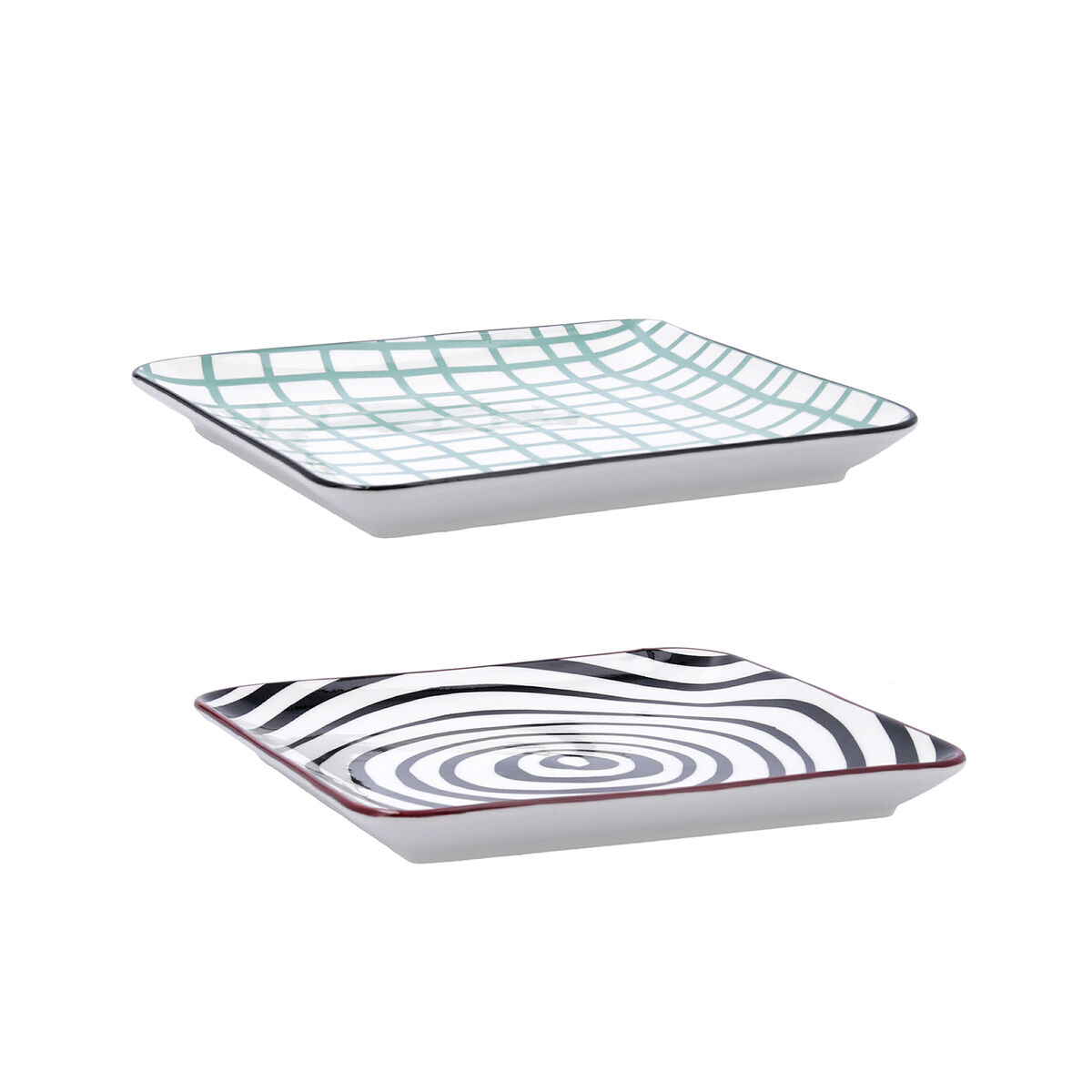 Snacksbricka Bidasoa Zigzag Multicolour Keramik 21 x 21 cm (6 antal) - 5