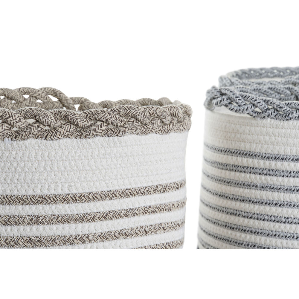 Korg - set DKD Home Decor Vit Brun Svart Grå Ränder Boho 30 x 30 x 30 cm Plast 2 Delar (2 antal) (4 pcs) - 2
