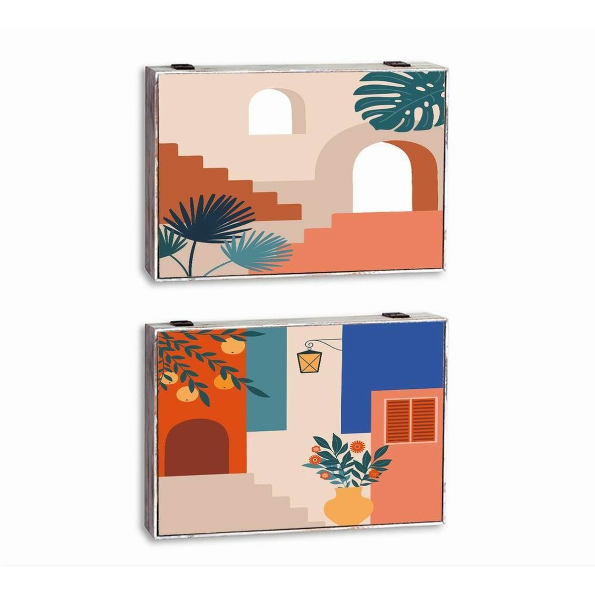 Dekorationslåda DKD Home Decor Multicolour Trä MDF Modern Räknare (2 antal)
