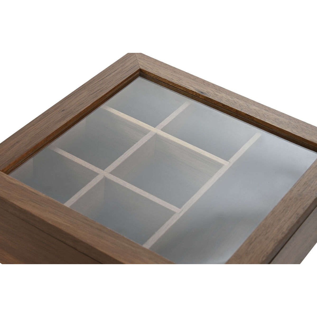 Låda för örtte Home ESPRIT Naturell Glas Akaciaträ 20,5 x 20,5 x 6,5 cm - 2