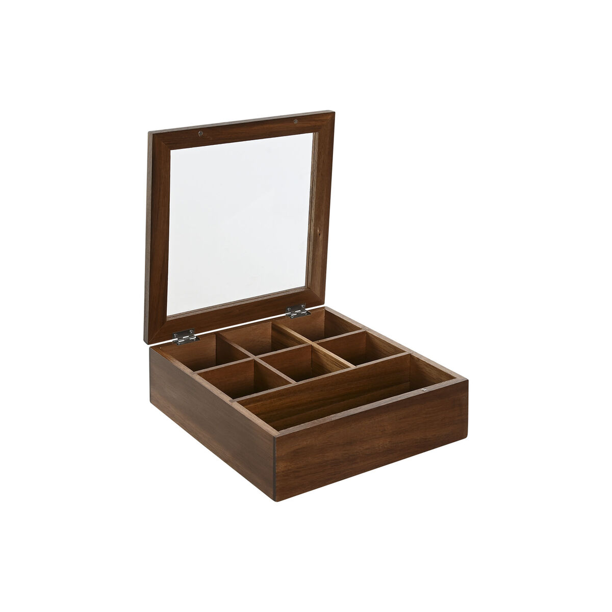 Låda för örtte Home ESPRIT Naturell Glas Akaciaträ 20,5 x 20,5 x 6,5 cm - 3
