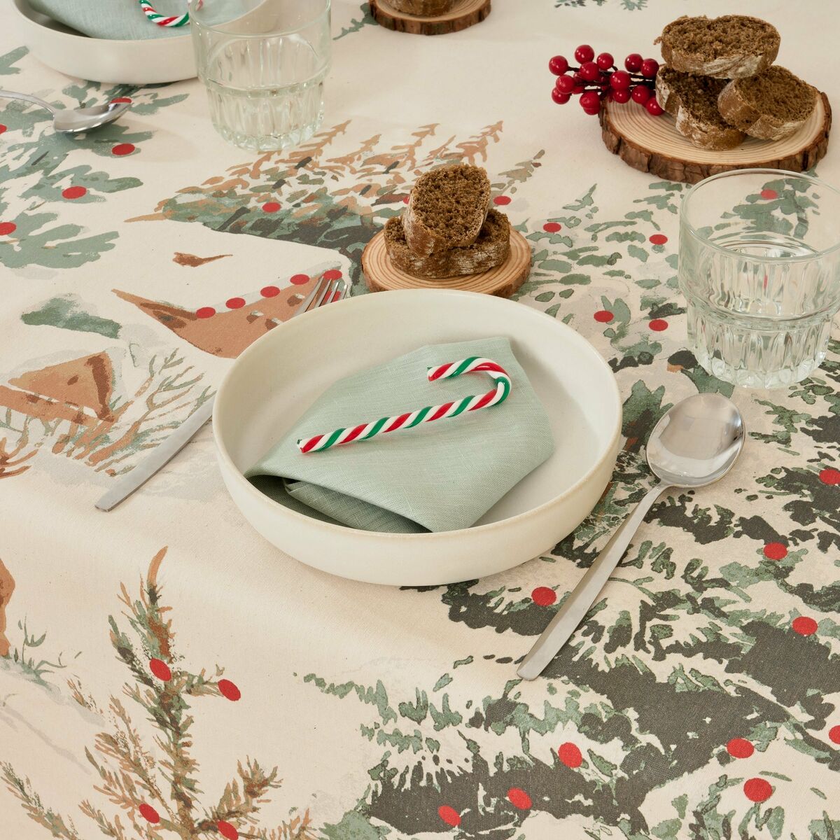 Fläckresistent bordsduk Belum Christmas Deer Multicolour 200 x 155 cm - 5