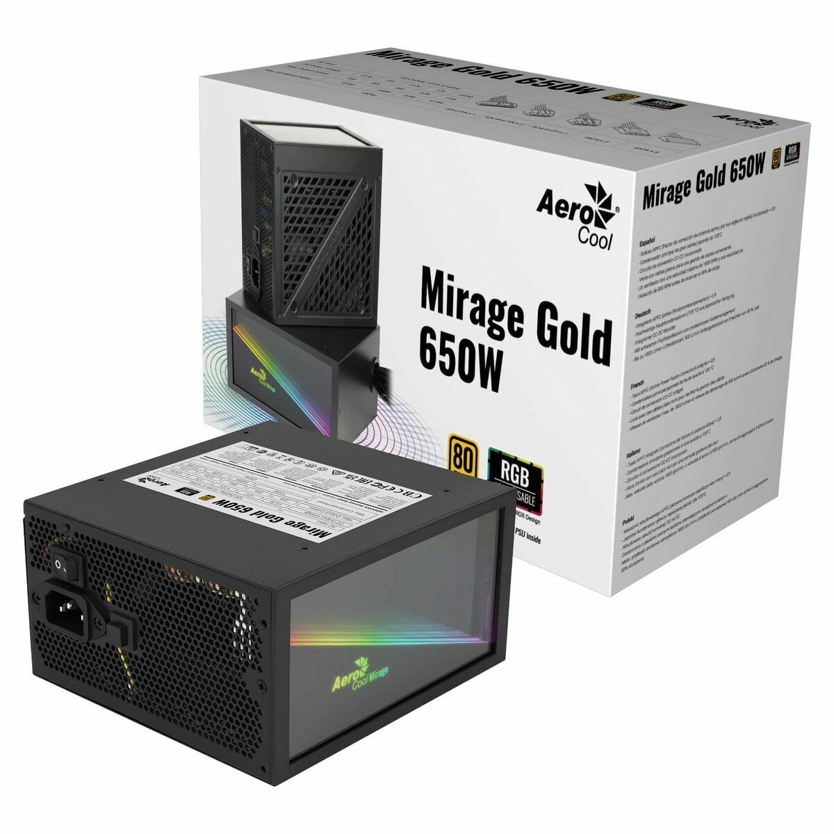 Strömtillförsel Aerocool MIRAGEGOLD650 ATX 650 W 80 Plus Gold - 5