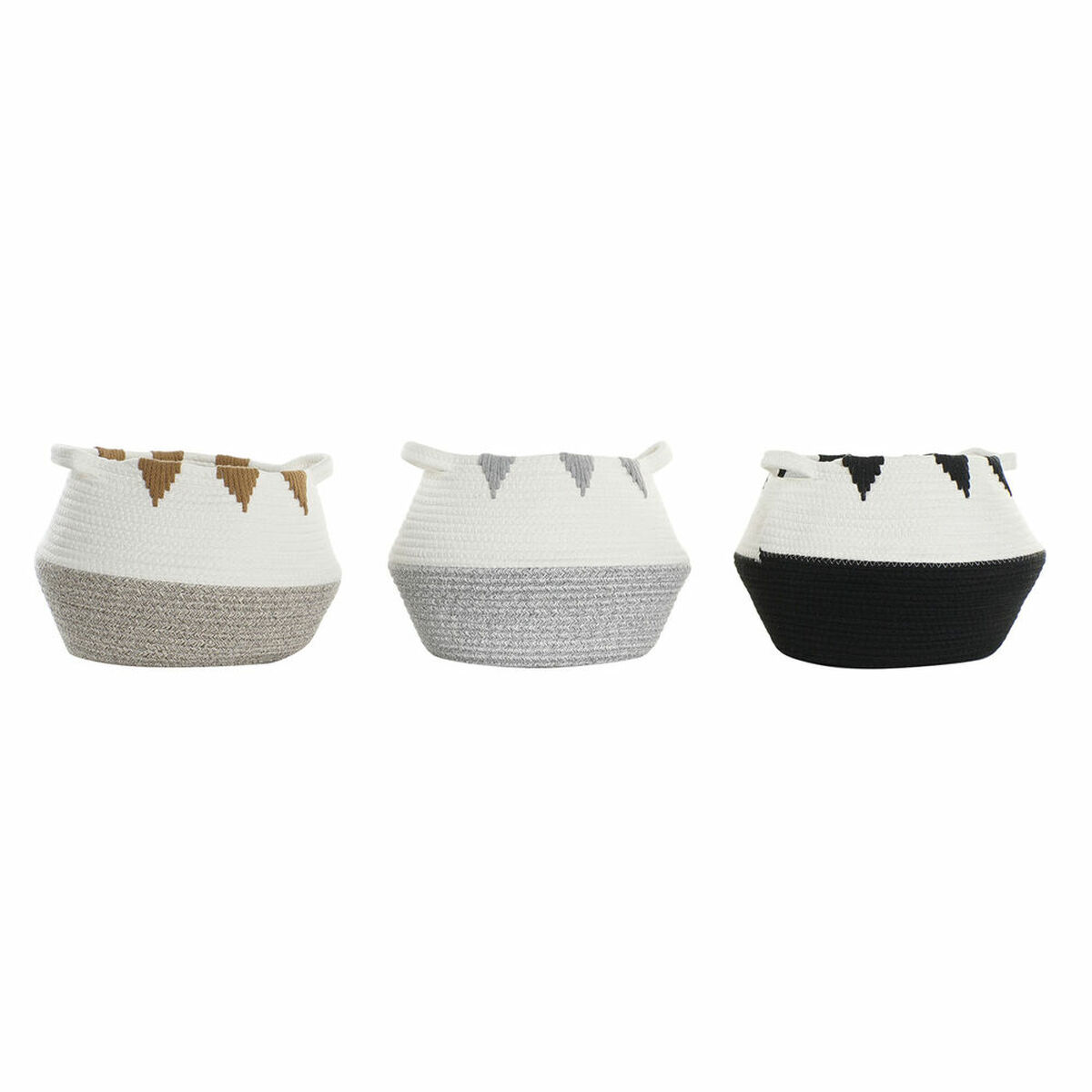 Korg DKD Home Decor Vit Svart Grå Senap Boho 36 x 36 x 26 cm (3 Delar) - 5