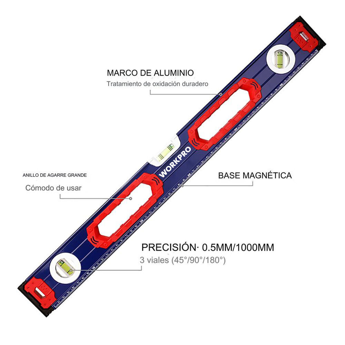 Vattenpass Workpro Aluminium 60 cm Magnetic - 8